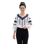 Fashion, accesorii si bijuterii - Femei - Imbracaminte femei - Camasi si bluze femei - Bluza dama M26 alb crystal/negru marimea S - Infinity.ro