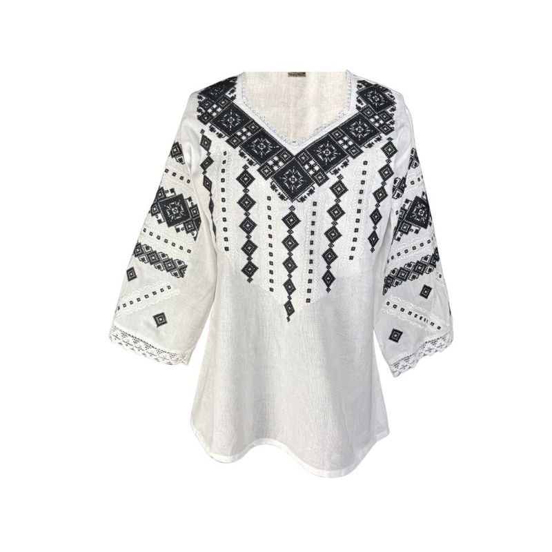 Fashion, accesorii si bijuterii - Femei - Imbracaminte femei - Camasi si bluze femei - Bluza dama M26 alb crystal/negru marimea S - Infinity.ro