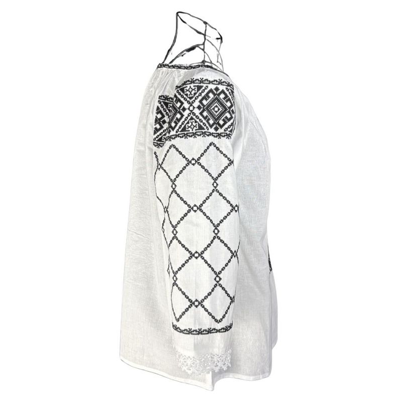 Fashion, accesorii si bijuterii - Femei - Imbracaminte femei - Camasi si bluze femei - Bluza dama M26 alb/negru mat , marimea M - Infinity.ro