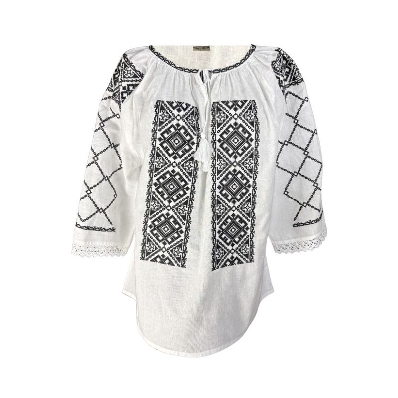 Fashion, accesorii si bijuterii - Femei - Imbracaminte femei - Camasi si bluze femei - Bluza dama M26 alb/negru mat , marimea M - Infinity.ro