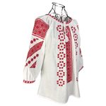 Fashion, accesorii si bijuterii - Femei - Imbracaminte femei - Camasi si bluze femei - Bluza dama M26 alb/grena marimea S - Infinity.ro