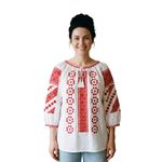 Fashion, accesorii si bijuterii - Femei - Imbracaminte femei - Camasi si bluze femei - Bluza dama M26 alb/grena marimea S - Infinity.ro