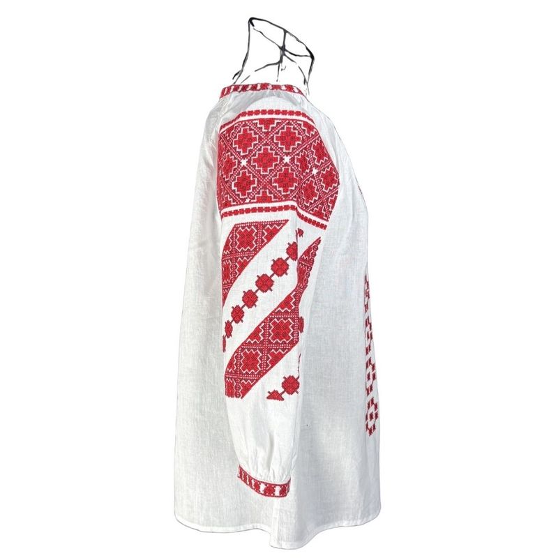 Fashion, accesorii si bijuterii - Femei - Imbracaminte femei - Camasi si bluze femei - Bluza dama M26 alb/grena marimea S - Infinity.ro