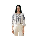 Fashion, accesorii si bijuterii - Femei - Imbracaminte femei - Camasi si bluze femei - Bluza dama M26 alb/maro , marimea M - Infinity.ro