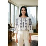 Fashion, accesorii si bijuterii - Femei - Imbracaminte femei - Camasi si bluze femei - Bluza dama M26 alb/maro , marimea L - Infinity.ro