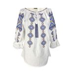 Fashion, accesorii si bijuterii - Femei - Imbracaminte femei - Camasi si bluze femei - Bluza dama M26 alb/maro , marimea L - Infinity.ro