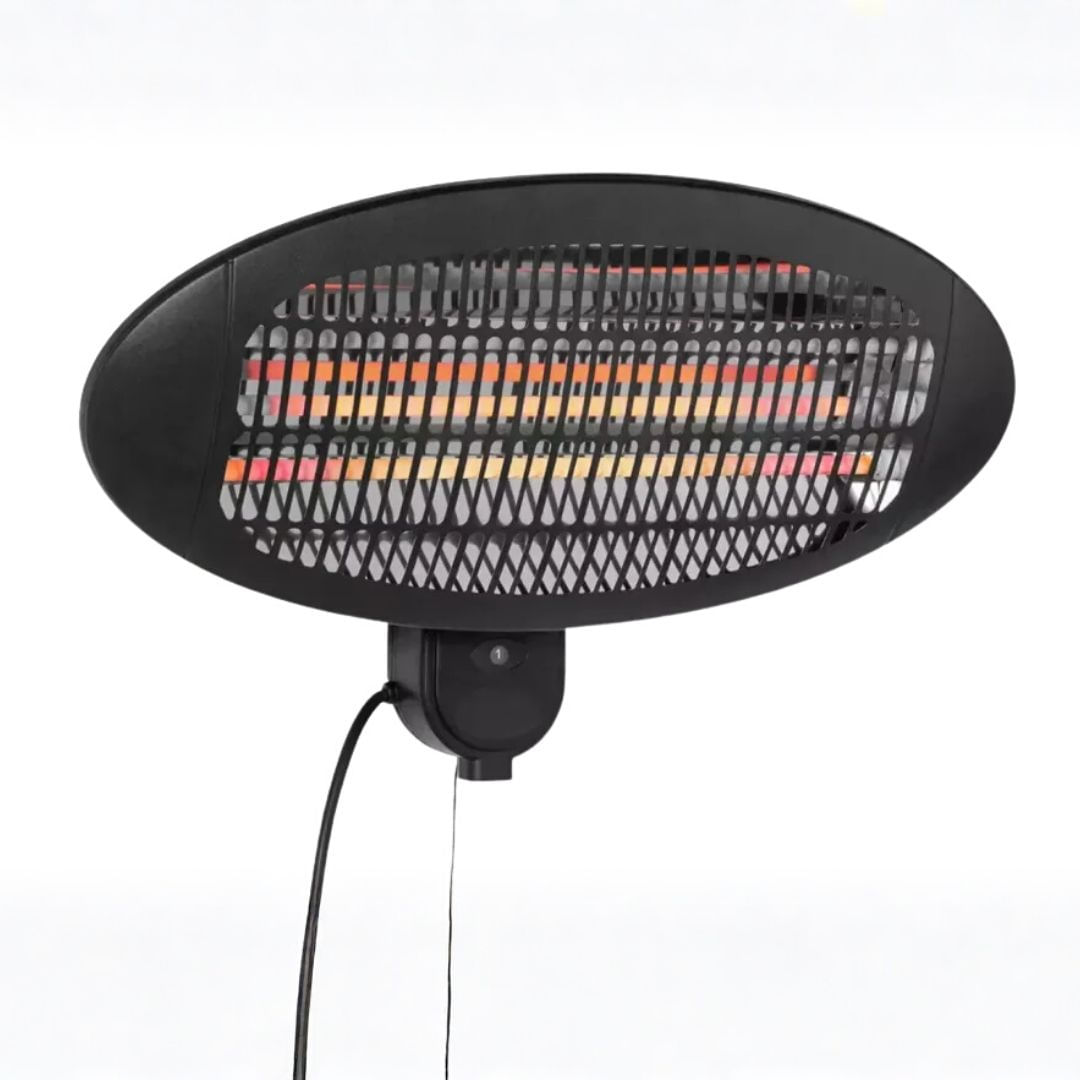 Incalzitor infrarosu de terasa, 2000W, 3 trepte de putere, cu sistem de montare pe perete, incalzire radianta