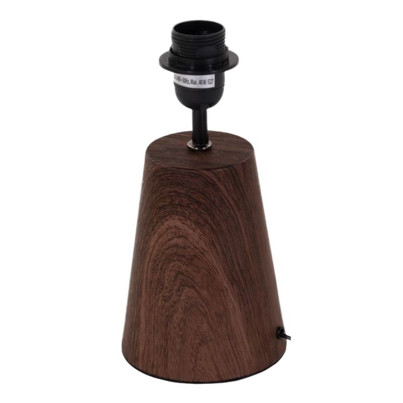 Casa si Gradina - Corpuri si surse de iluminat - Veioze si lampi - Veioze - Lampa de masa decorativa cu abajur textil si baza efect lemn, E27, 23x37 cm - Infinity.ro