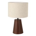 Casa si Gradina - Corpuri si surse de iluminat - Veioze si lampi - Veioze - Lampa de masa decorativa cu abajur textil si baza efect lemn, E27, 23x37 cm - Infinity.ro