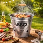 Casa si Gradina - Gradina si terasa - Gratare si accesorii - Accesorii gratare - Galeata gratar BBQ din zinc Ø26 cm, portabila, cu gratar si maner, ideala pentru camping si picnic - Infinity.ro