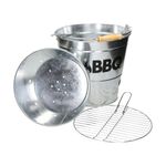 Casa si Gradina - Gradina si terasa - Gratare si accesorii - Accesorii gratare - Galeata gratar BBQ din zinc Ø26 cm, portabila, cu gratar si maner, ideala pentru camping si picnic - Infinity.ro