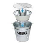 Casa si Gradina - Gradina si terasa - Gratare si accesorii - Accesorii gratare - Galeata gratar BBQ din zinc Ø26 cm, portabila, cu gratar si maner, ideala pentru camping si picnic - Infinity.ro