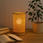 Casa si Gradina - Corpuri si surse de iluminat - Veioze si lampi - Veioze - Lampa de birou Home & Styling, din bambus, forma tubulara, baza din lemn de pin, 13x23 cm - Infinity.ro
