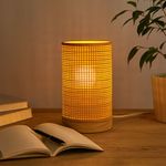 Casa si Gradina - Corpuri si surse de iluminat - Veioze si lampi - Veioze - Lampa de birou Home & Styling, din bambus, forma tubulara, baza din lemn de pin, 13x23 cm - Infinity.ro