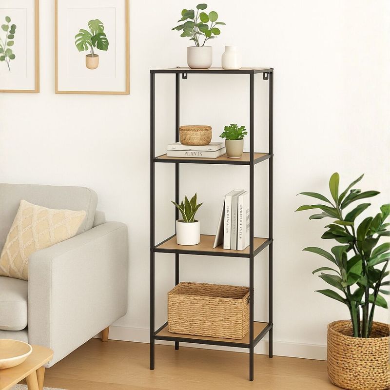 Casa si Gradina - Mobilier - Biblioteci si rafturi - Etajere - Etajera pentru depozitare, cu 3 polite din MDF si structura metalica, 45x30x130 cm - Infinity.ro
