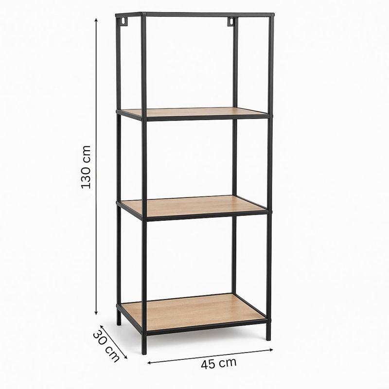 Casa si Gradina - Mobilier - Biblioteci si rafturi - Etajere - Etajera pentru depozitare, cu 3 polite din MDF si structura metalica, 45x30x130 cm - Infinity.ro