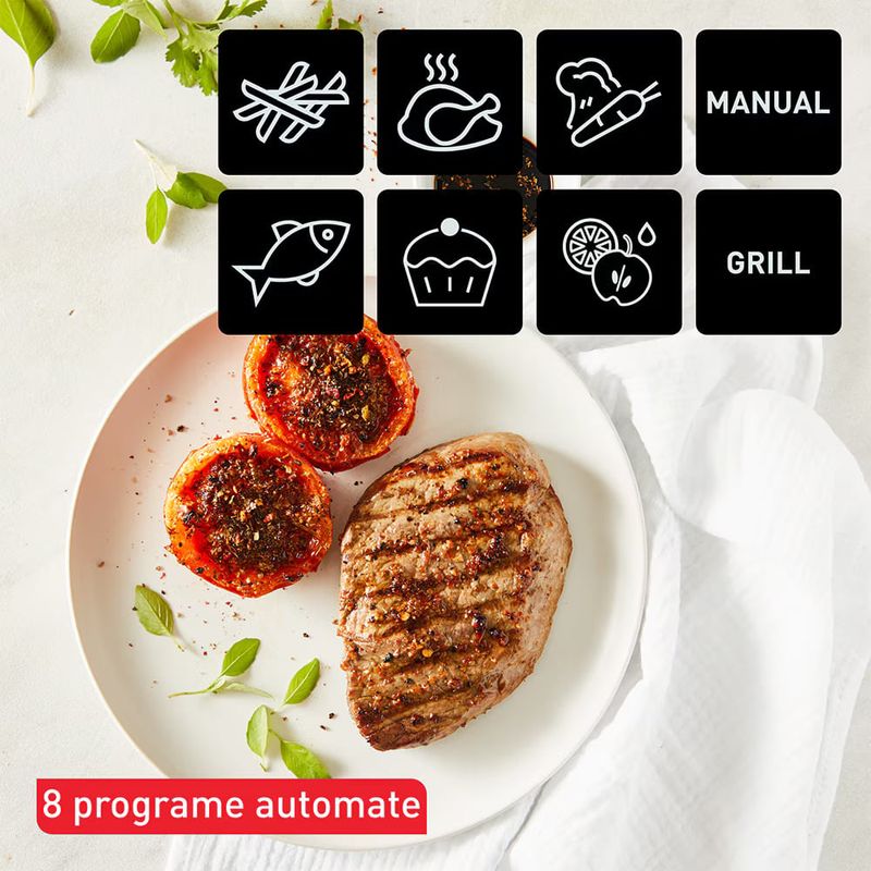Electronice si Electrocasnice - Electrocasnice bucatarie - Aparate de gatit & desert - Friteuze - Friteuza dubla cu aer cald Tefal Dual Easy Fry & Grill air fryer EY905B10, 2700 W, capacitate 8.3 L - Infinity.ro
