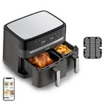 Electronice si Electrocasnice - Electrocasnice bucatarie - Aparate de gatit & desert - Friteuze - Friteuza dubla cu aer cald Tefal Dual Easy Fry & Grill air fryer EY905B10, 2700 W, capacitate 8.3 L - Infinity.ro
