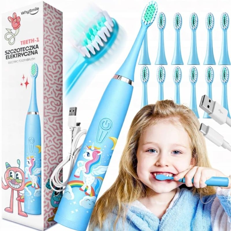 Ingrijire personala si Cosmetice - Igiena dentara - Periute de dinti electrice - Periuta electrica reincarcabila sonica WhySmile Copii, 32000 miscari/minut, 4 moduri de curatatare - Infinity.ro