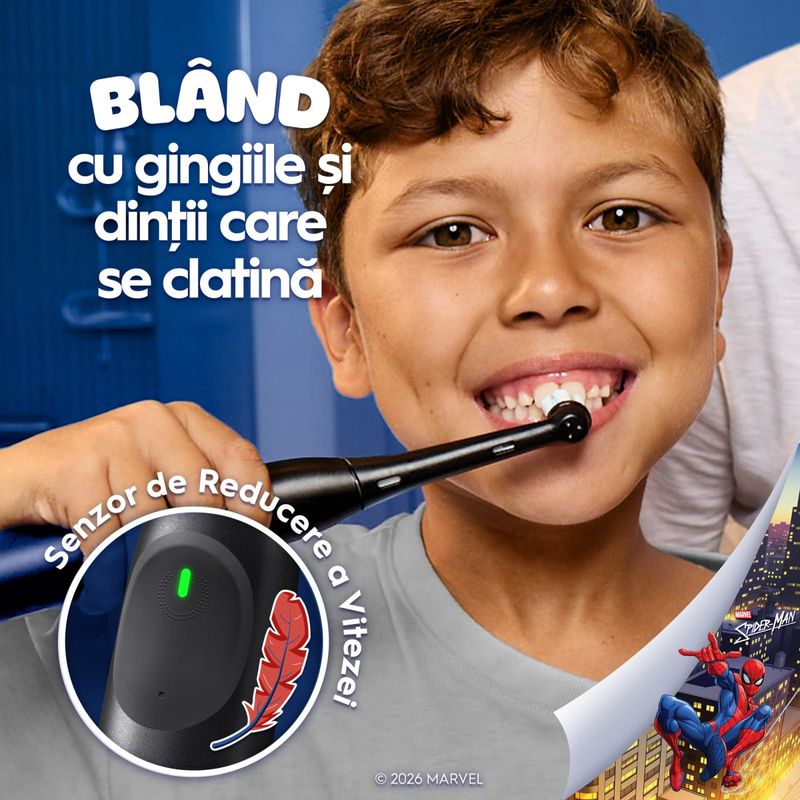 Ingrijire personala si Cosmetice - Igiena dentara - Periute de dinti electrice - Periuta de dinti electrica Oral-B iO Kids Marvel Spiderman, 1 capat de periaj, 1 trusa de calatorie - Infinity.ro