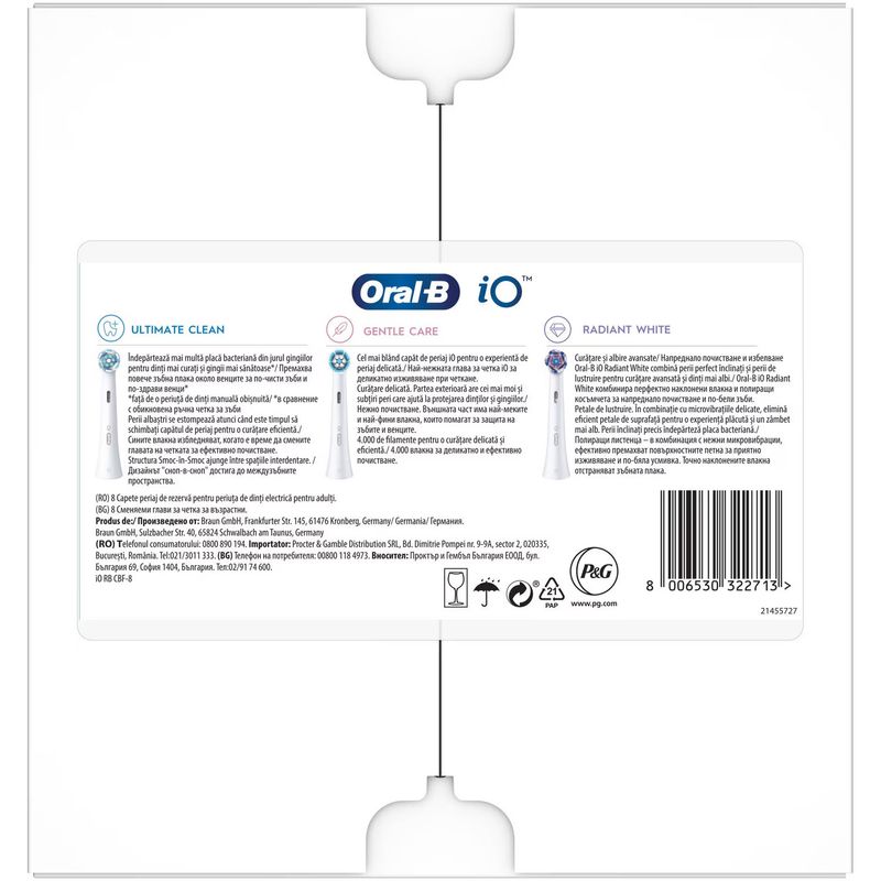 Ingrijire personala si Cosmetice - Igiena dentara - Rezerve si accesorii - Rezerve periuta de dinti electrica Oral-B iO Ultimate Clean, compatibile doar cu seria iO, Negru, 8 buc - Infinity.ro