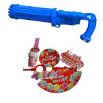 Jucarii, Copii si Bebe - Jucarii si jocuri - Jucarii de exterior - Jucarii pentru plaja si nisip - Pistol lansator balonase sapun Bubble Gun 21 tevi, albastru, pentru copii +3 ani cu Set petrecere, 36 piese - Infinity.ro