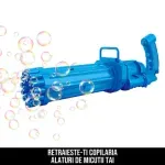 Jucarii, Copii si Bebe - Jucarii si jocuri - Jucarii de exterior - Jucarii pentru plaja si nisip - Pistol lansator balonase sapun Bubble Gun 21 tevi, albastru, pentru copii +3 ani cu Set petrecere, 36 piese - Infinity.ro