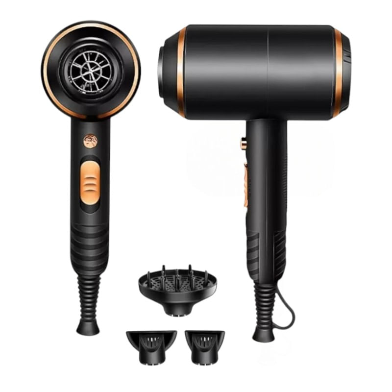 Ingrijire personala si Cosmetice - Aparate & accesorii ingrijire personala - Hair styling - Uscatoare de par - Uscator profesional, negru/aramiu, 23x13,5x8 cm, 2 duze cu 1 difuzor mare, silentios, uscare rapida si uniforma - Infinity.ro