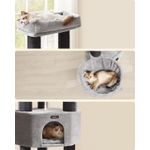 Petshop - Accesorii petshop - Culcusuri si custi - Culcusuri si saltele - Ansamblu joaca pisici 9 stalpi sisal platforme si casuta, 50x50x160 cm, talie mare, gri - Infinity.ro