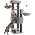 Petshop - Accesorii petshop - Culcusuri si custi - Culcusuri si saltele - Ansamblu joaca pisici 9 stalpi sisal platforme si casuta, 50x50x160 cm, talie mare, gri - Infinity.ro