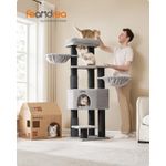 Petshop - Accesorii petshop - Culcusuri si custi - Culcusuri si saltele - Ansamblu joaca pisici 9 stalpi sisal platforme si casuta, 50x50x160 cm, talie mare, gri - Infinity.ro