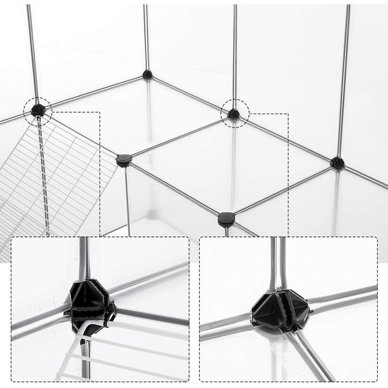 Petshop - Accesorii petshop - Culcusuri si custi - Tarcuri si colivii - Tarc animale mici rozatoare plastic modular diy, 143x108x92 cm, panouri transparente, alb - Infinity.ro