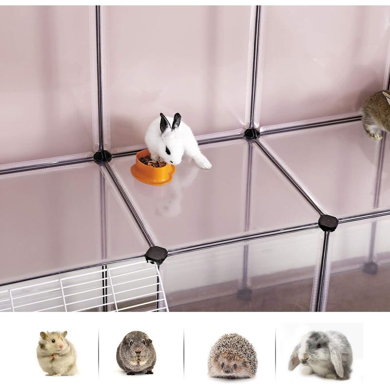 Petshop - Accesorii petshop - Culcusuri si custi - Tarcuri si colivii - Tarc animale mici rozatoare plastic modular diy, 143x108x92 cm, panouri transparente, alb - Infinity.ro