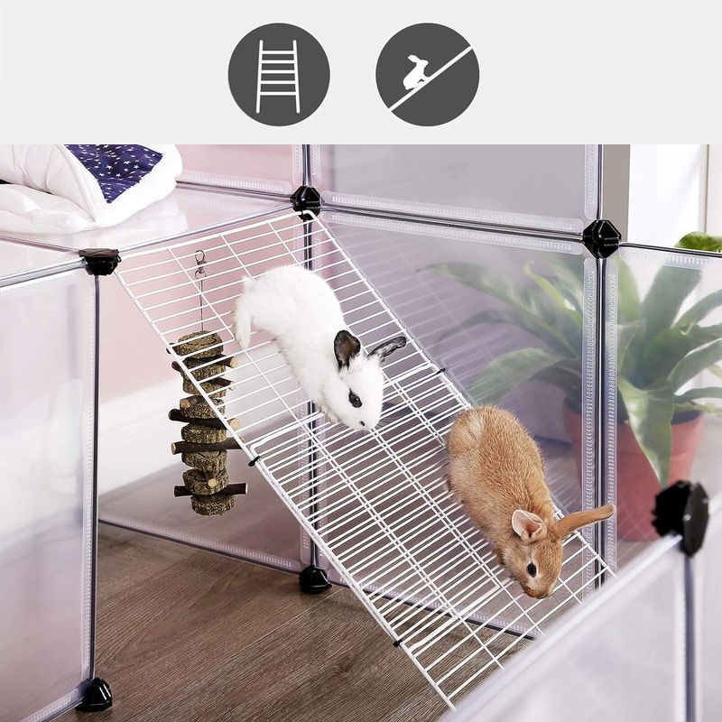 Petshop - Accesorii petshop - Culcusuri si custi - Tarcuri si colivii - Tarc animale mici rozatoare plastic modular diy, 143x108x92 cm, panouri transparente, alb - Infinity.ro