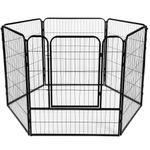 Petshop - Accesorii petshop - Culcusuri si custi - Tarcuri si colivii - Tarc animale companie fier configurabil usa acces 4xl, 184x100x93 cm, pliabil, negru - Infinity.ro