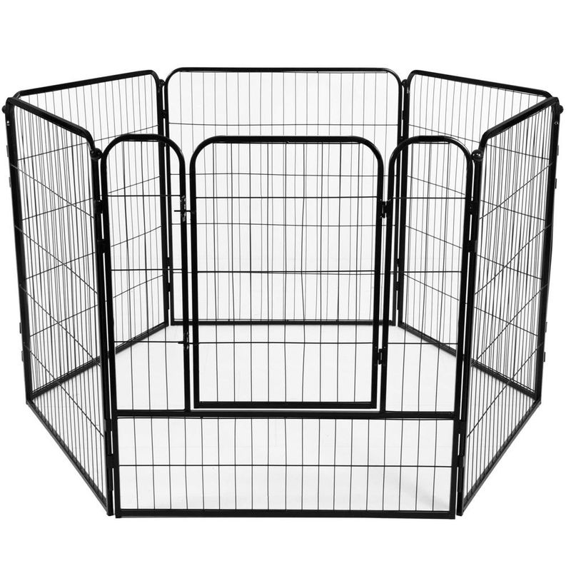 Petshop - Accesorii petshop - Culcusuri si custi - Tarcuri si colivii - Tarc animale companie fier configurabil usa acces 4xl, 184x100x93 cm, pliabil, negru - Infinity.ro