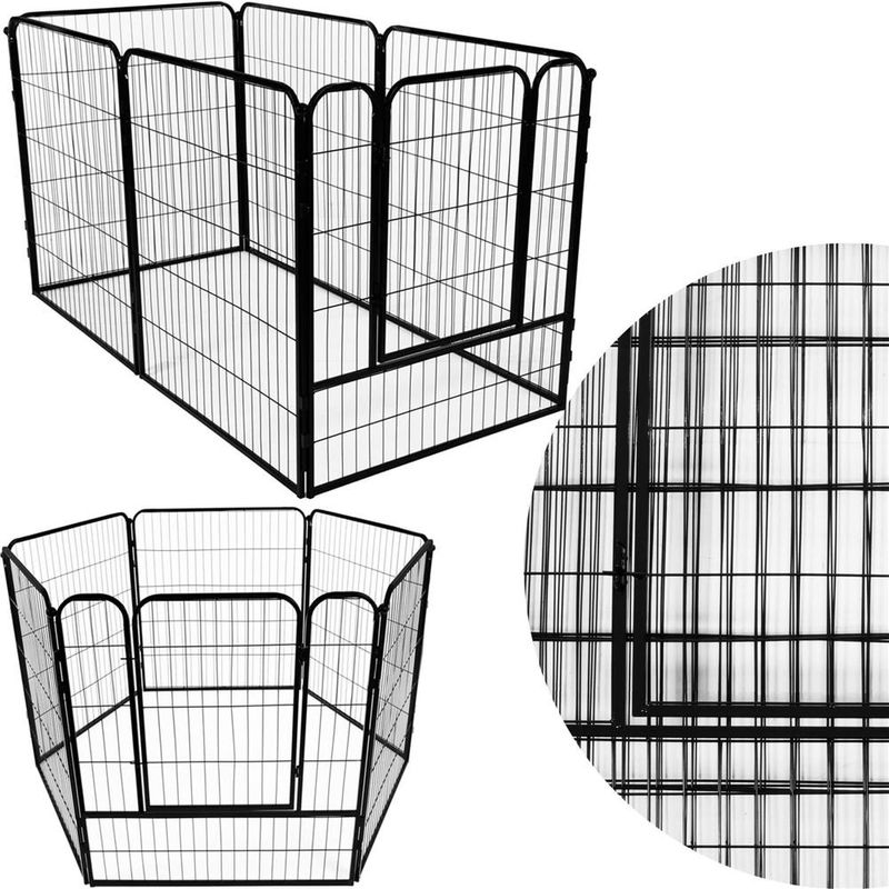 Petshop - Accesorii petshop - Culcusuri si custi - Tarcuri si colivii - Tarc animale companie fier configurabil usa acces 4xl, 184x100x93 cm, pliabil, negru - Infinity.ro