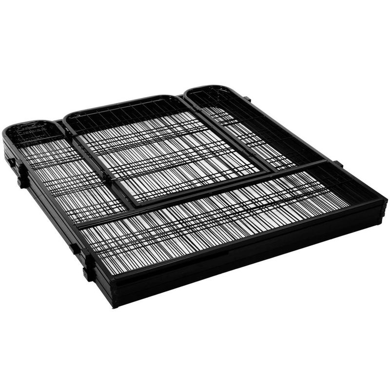 Petshop - Accesorii petshop - Culcusuri si custi - Tarcuri si colivii - Tarc animale companie fier configurabil usa acces 4xl, 184x100x93 cm, pliabil, negru - Infinity.ro