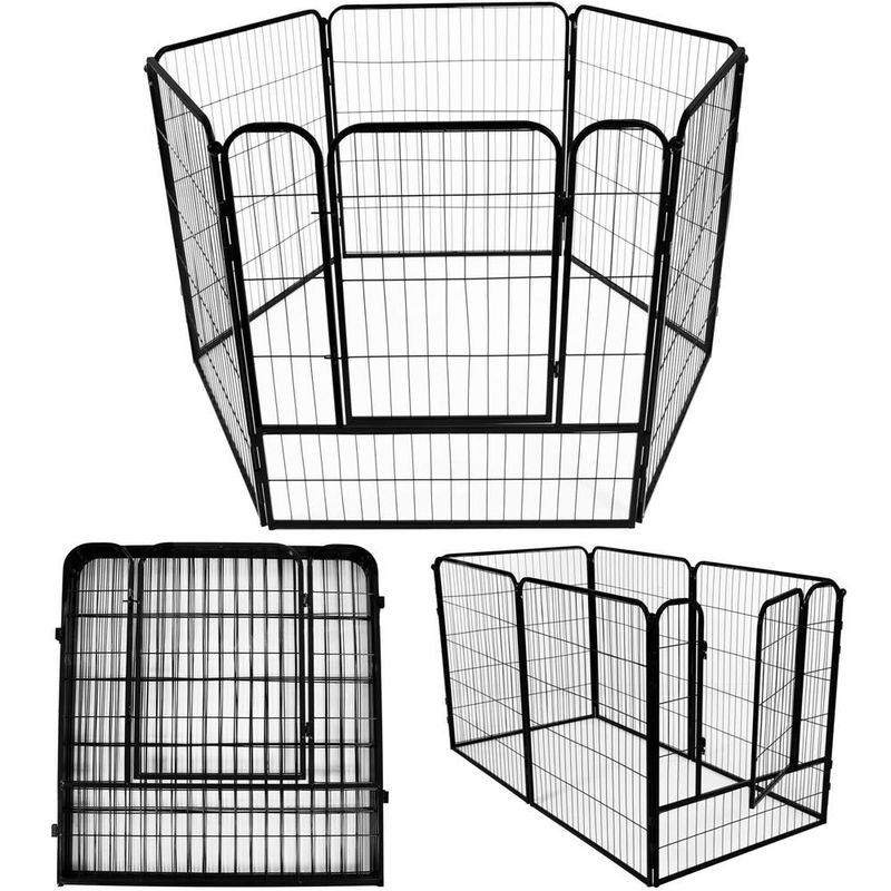 Petshop - Accesorii petshop - Culcusuri si custi - Tarcuri si colivii - Tarc animale companie fier configurabil usa acces 4xl, 184x100x93 cm, pliabil, negru - Infinity.ro