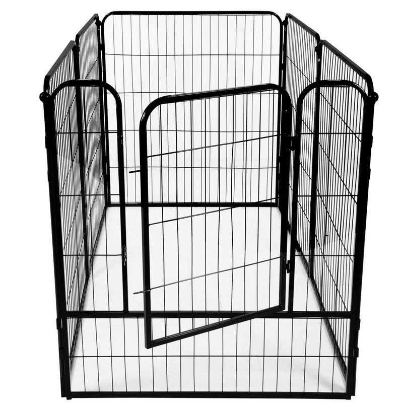 Petshop - Accesorii petshop - Culcusuri si custi - Tarcuri si colivii - Tarc animale companie fier configurabil usa acces 4xl, 184x100x93 cm, pliabil, negru - Infinity.ro