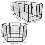 Petshop - Accesorii petshop - Culcusuri si custi - Tarcuri si colivii - Tarc animale companie fier configurabil usa acces 4xl, 184x100x93 cm, pliabil, negru - Infinity.ro