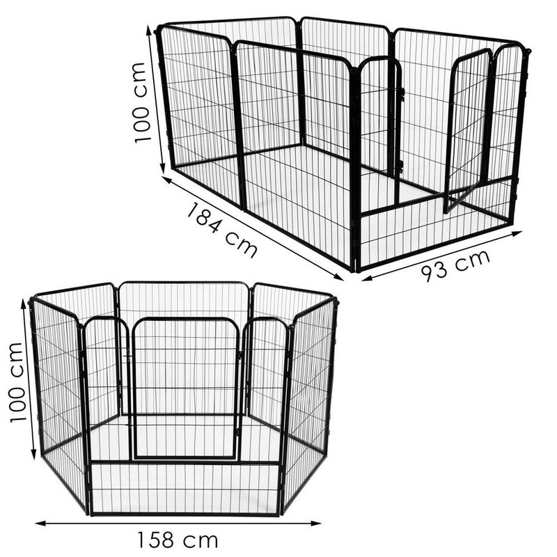 Petshop - Accesorii petshop - Culcusuri si custi - Tarcuri si colivii - Tarc animale companie fier configurabil usa acces 4xl, 184x100x93 cm, pliabil, negru - Infinity.ro