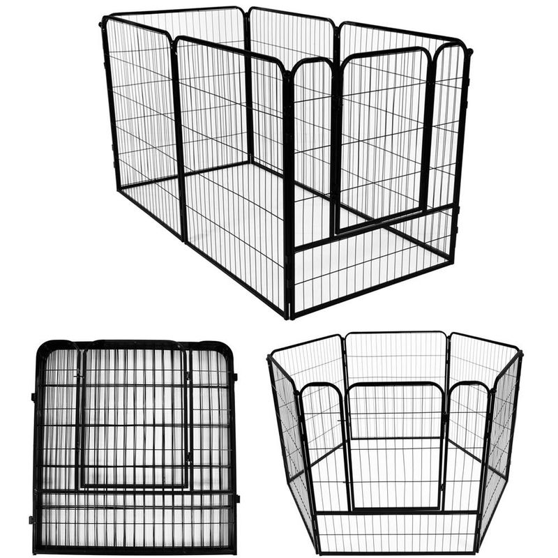 Petshop - Accesorii petshop - Culcusuri si custi - Tarcuri si colivii - Tarc animale companie fier configurabil usa acces 4xl, 184x100x93 cm, pliabil, negru - Infinity.ro