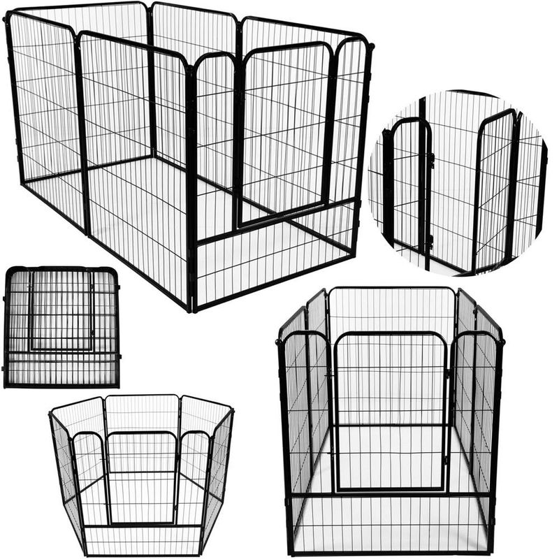 Petshop - Accesorii petshop - Culcusuri si custi - Tarcuri si colivii - Tarc animale companie fier configurabil usa acces 4xl, 184x100x93 cm, pliabil, negru - Infinity.ro
