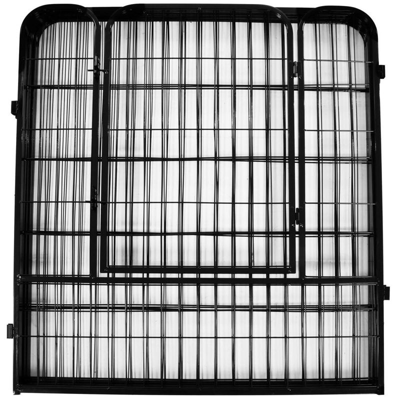 Petshop - Accesorii petshop - Culcusuri si custi - Tarcuri si colivii - Tarc animale companie fier configurabil usa acces 4xl, 184x100x93 cm, pliabil, negru - Infinity.ro