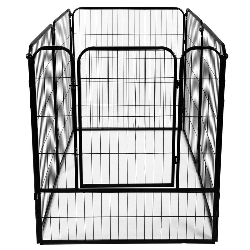 Petshop - Accesorii petshop - Culcusuri si custi - Tarcuri si colivii - Tarc animale companie fier configurabil usa acces 4xl, 184x100x93 cm, pliabil, negru - Infinity.ro
