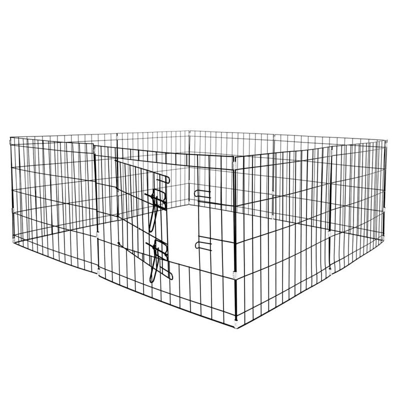 Petshop - Accesorii petshop - Culcusuri si custi - Tarcuri si colivii - Tarc animale companie fier configurabil usa acces xxl, 120x120x60 cm, pliabil, negru - Infinity.ro