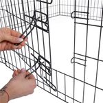 Petshop - Accesorii petshop - Culcusuri si custi - Tarcuri si colivii - Tarc animale companie fier configurabil usa acces xxl, 120x120x60 cm, pliabil, negru - Infinity.ro