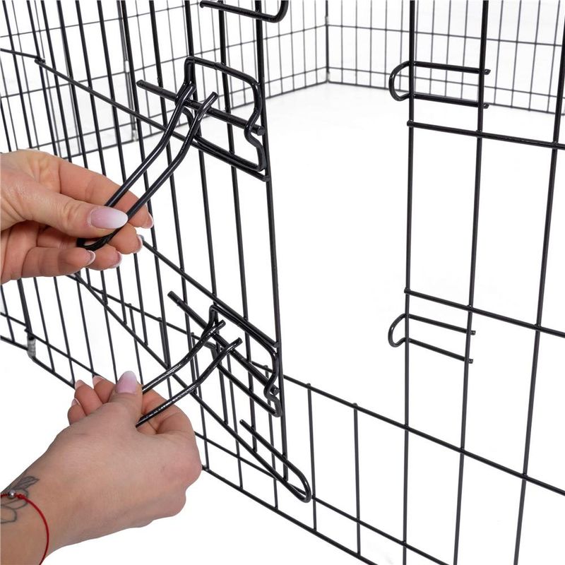 Petshop - Accesorii petshop - Culcusuri si custi - Tarcuri si colivii - Tarc animale companie fier configurabil usa acces xxl, 120x120x60 cm, pliabil, negru - Infinity.ro