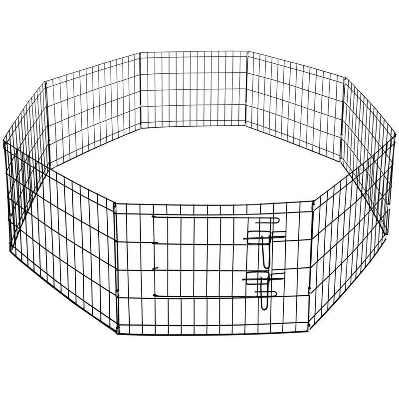 Petshop - Accesorii petshop - Culcusuri si custi - Tarcuri si colivii - Tarc animale companie fier configurabil usa acces xxl, 120x120x60 cm, pliabil, negru - Infinity.ro